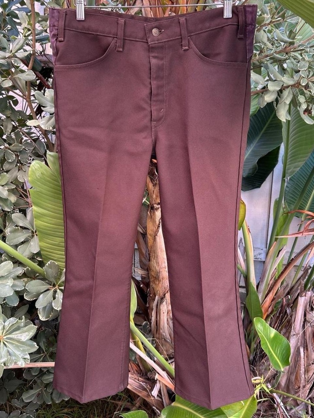 Vintage 1970s Levi’s 517 Brown Sta-Prest Bootcut Pants Talon 42 34x26